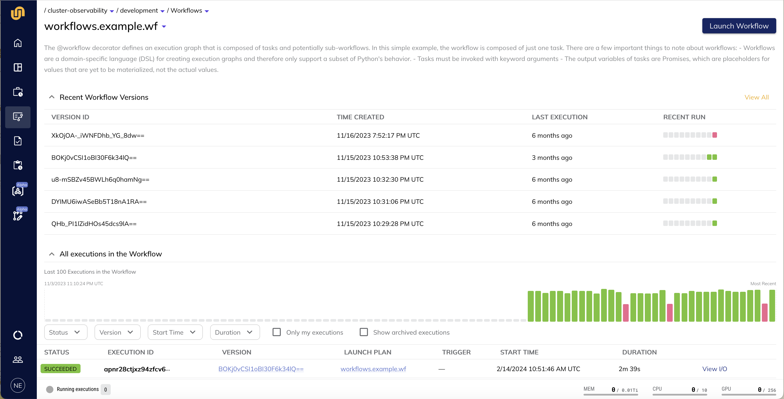 Workflow view