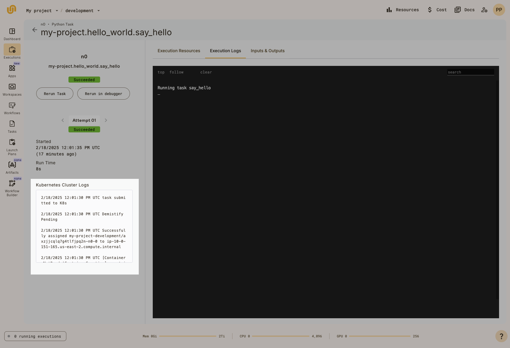 Kubernetes cluster logs